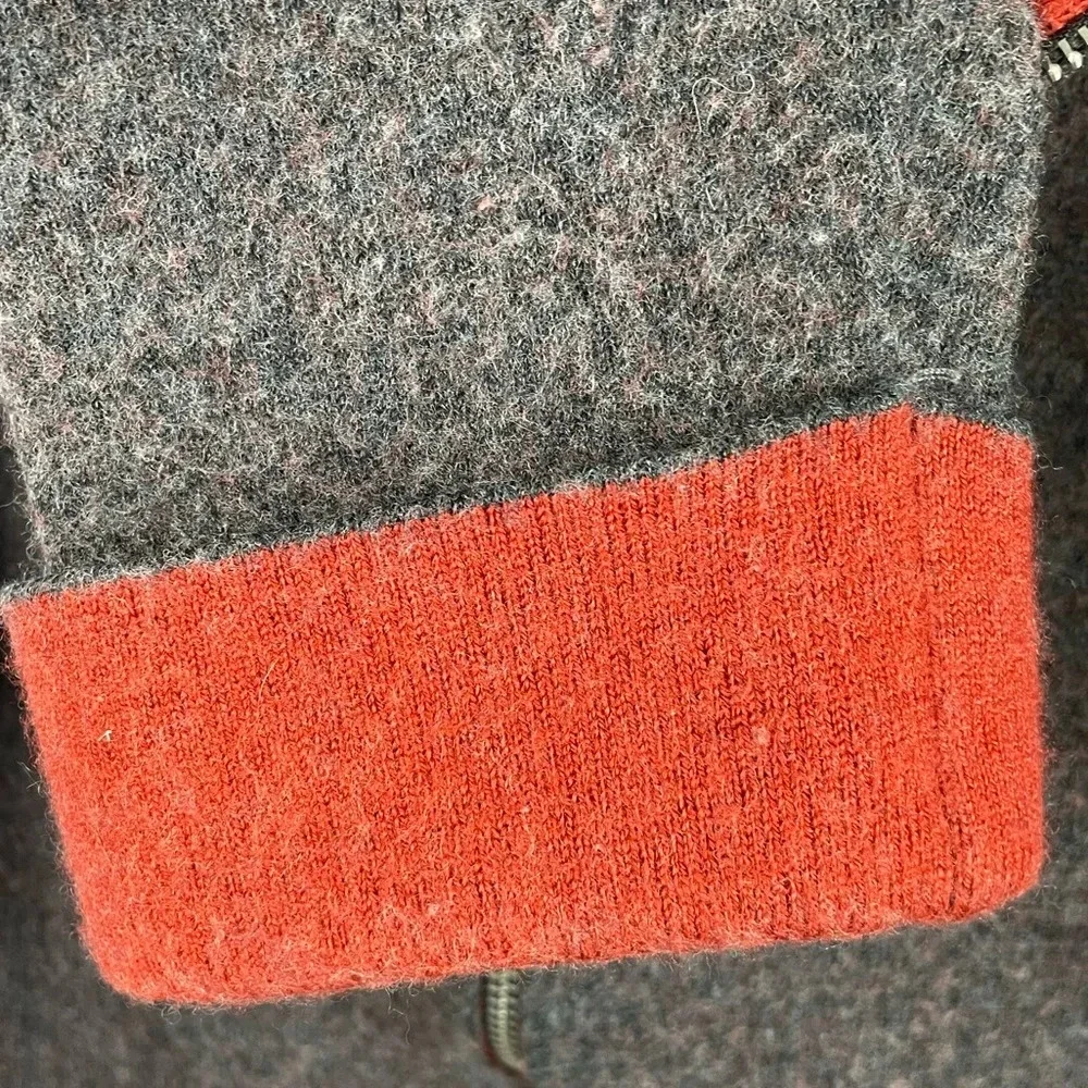 Jones New York Marino Wool Blend Zip Up Cardigan Pockets Red Gray Sz Medium